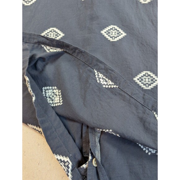 FOLK Clothing Ryder Cotton Embroidered Blue/White Short Sleeve Shirt Mens Medium - Picture 8 of 8